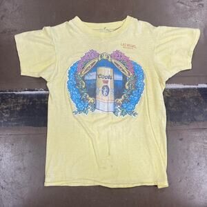 Vintage 1970s 70s Coors light beer 1974 Las Vegas Nature Tee Flowers Poly Tee